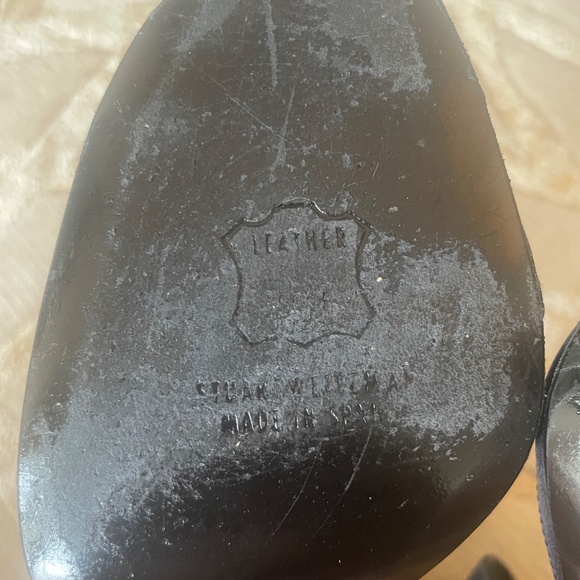 Black Satin Stuart Weitzman Heels - Picture 6 of 9